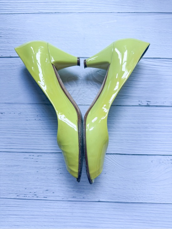 Marc By Marc Jacobs Shoes - Marc by Marc Jacobs Lime Patent Leather Kitten Heels Peep Open Toe Pumps 38.5